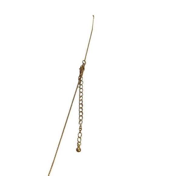 Long Gold tone flat disk necklace - Picture 4 of 4